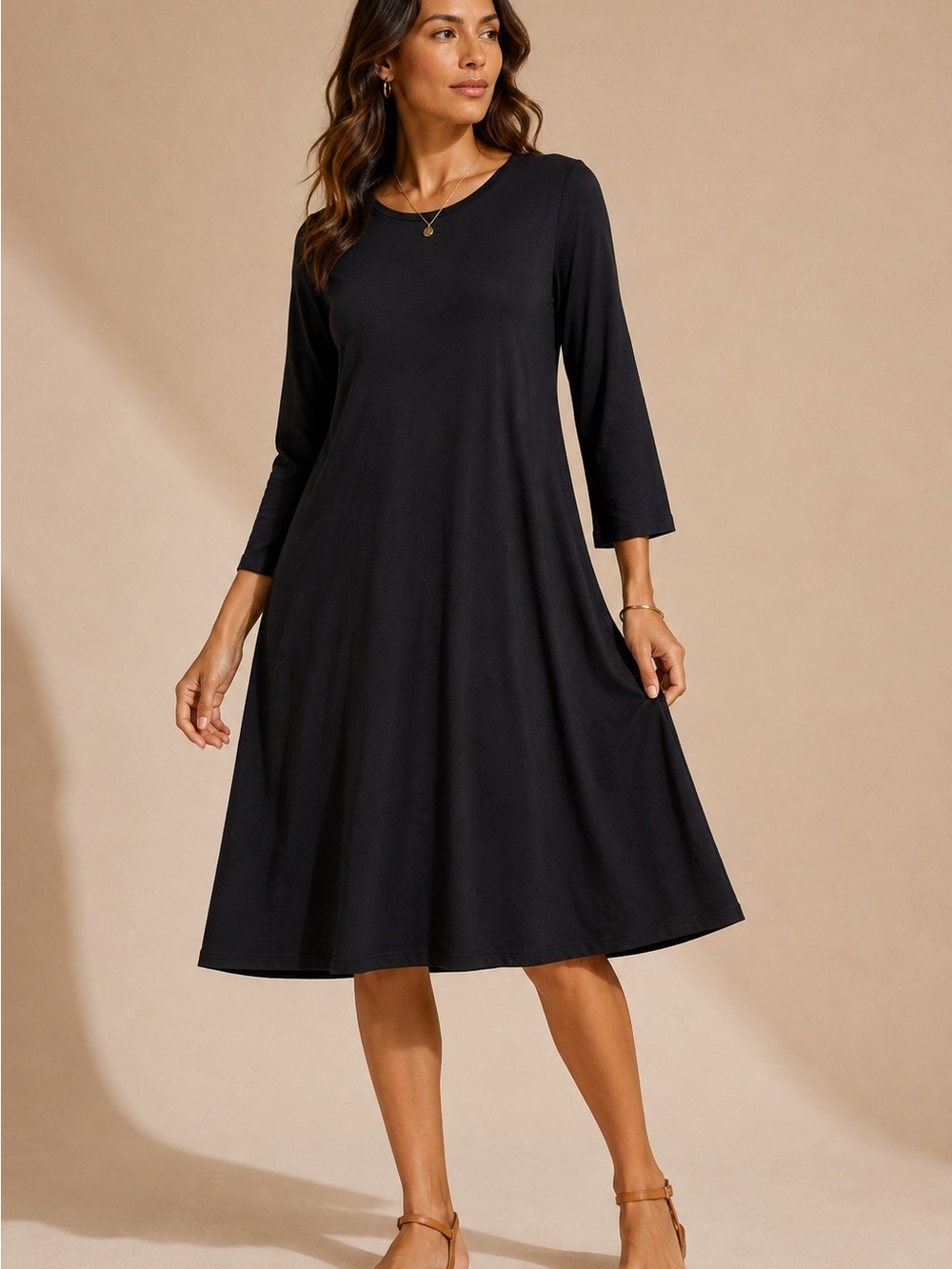 J.Jill Wearever Black Midi Dress XS Minimalist Quiet Luxury Workwear